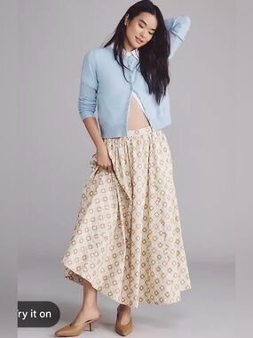 Anthropologie Jacie Poplin Pleated Maxi Skirt NWT!